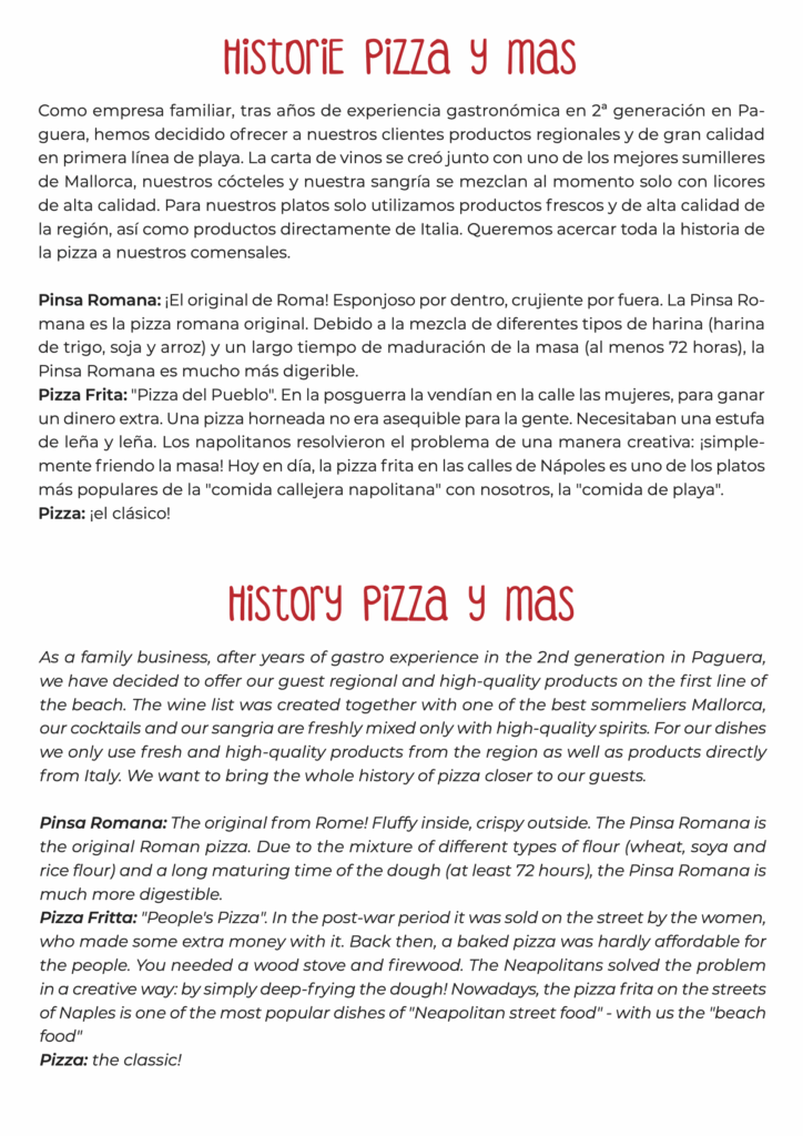 Pagina 2 del Menu Pizza y Mas