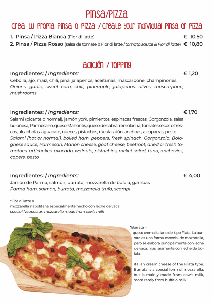 Pagina 4 del Menu Pizza y Mas