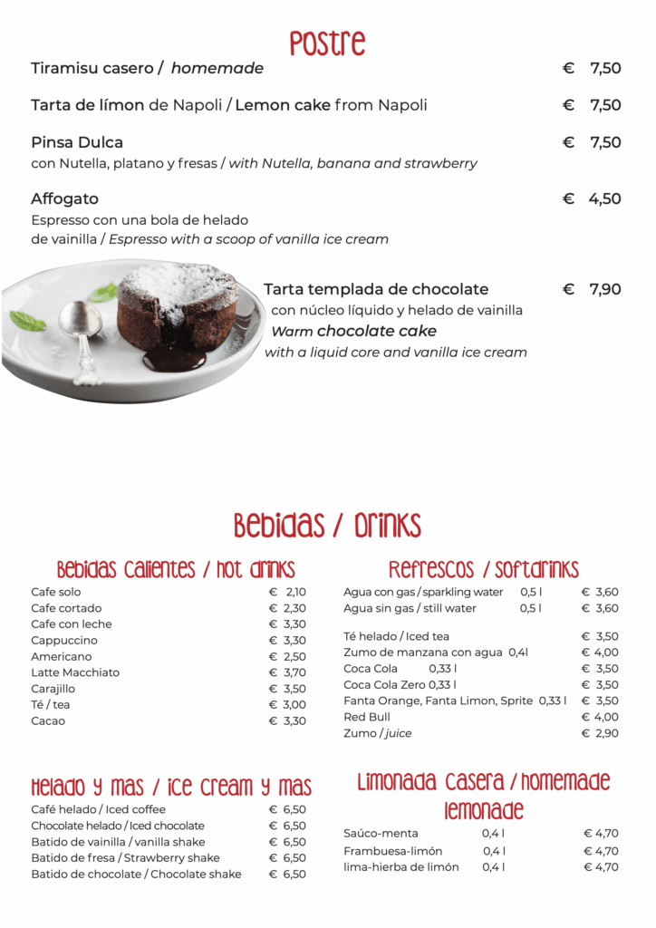 Pagina 7 del Menu Pizza y Mas