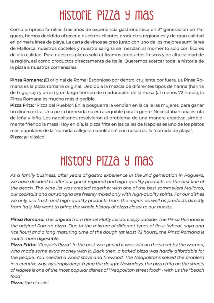 Menu Pizza y Mas pagina 1